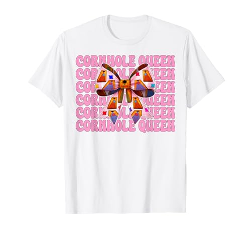 Cornhole Queen Cornhole Player Sitzsack Mädchen Mama Kokette T-Shirt von Womens Pink Coquette Bow Cornhole Player Gifts