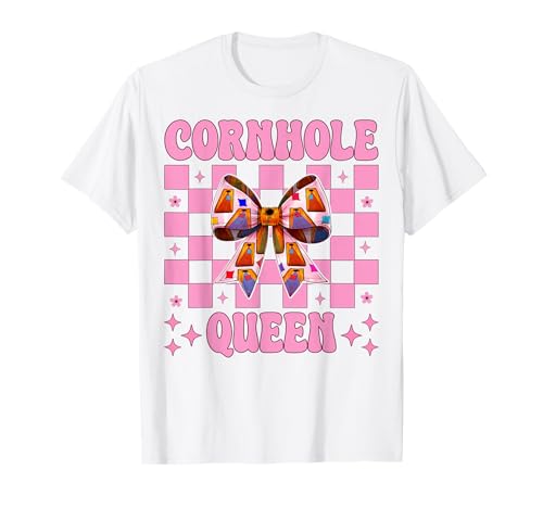 Cornhole Queen Cornhole Player Sitzsack Mädchen Mama Kokette T-Shirt von Womens Pink Coquette Bow Cornhole Player Gifts