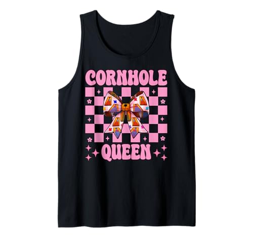 Cornhole Queen Cornhole Player Sitzsack Mädchen Mama Kokette Tank Top von Womens Pink Coquette Bow Cornhole Player Gifts