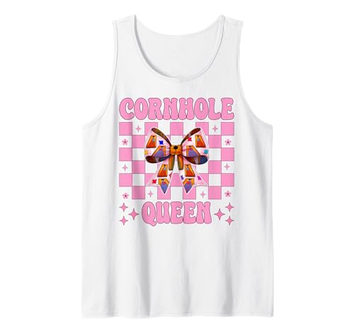 Cornhole Queen Cornhole Player Sitzsack Mädchen Mama Kokette Tank Top von Womens Pink Coquette Bow Cornhole Player Gifts