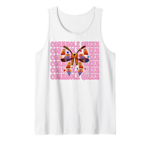 Cornhole Queen Cornhole Player Sitzsack Mädchen Mama Kokette Tank Top von Womens Pink Coquette Bow Cornhole Player Gifts