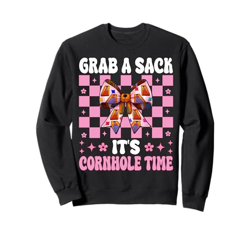 Grab A Sack It's Cornhole Time Cornhole Player Sitzsack Mädchen Sweatshirt von Womens Pink Coquette Bow Cornhole Player Gifts