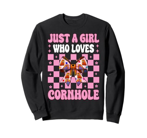 Just A Girl Who Loves Cornhole Player Sitzsack Kokette Schleife Sweatshirt von Womens Pink Coquette Bow Cornhole Player Gifts