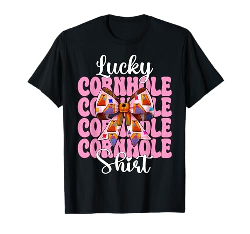 Lucky Cornhole Shirt Cornhole Player Sitzsack Mädchen Mama T-Shirt von Womens Pink Coquette Bow Cornhole Player Gifts