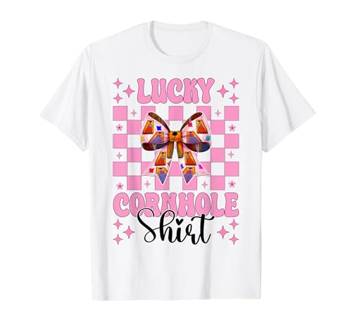 Lucky Cornhole Shirt Cornhole Player Sitzsack Mädchen Mama T-Shirt von Womens Pink Coquette Bow Cornhole Player Gifts