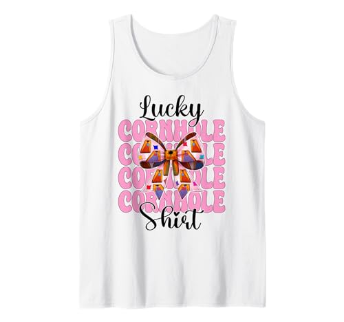 Lucky Cornhole Shirt Cornhole Player Sitzsack Mädchen Mama Tank Top von Womens Pink Coquette Bow Cornhole Player Gifts