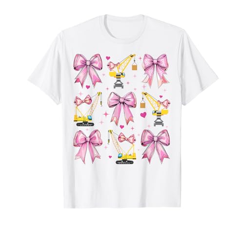 Kranführer Kranfahrer BAU HEO Girl Coquette T-Shirt von Womens Pink Coquette Bow Crane Operator Gifts