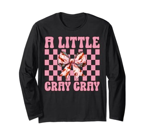 A Little Cray Crayfish Crayfish Girl Mama Kokette Bogen Langarmshirt von Womens Pink Coquette Bow Crawfish Crayfish Gifts