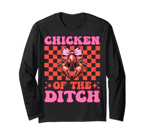 Chicken of The Ditch Languste Crayfish Girl Mama Coquette Bow Langarmshirt von Womens Pink Coquette Bow Crawfish Crayfish Gifts