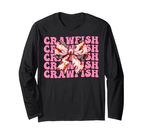 Coquette Bow Languste Crayfish Girl Mama Muttertag Rosa Langarmshirt von Womens Pink Coquette Bow Crawfish Crayfish Gifts