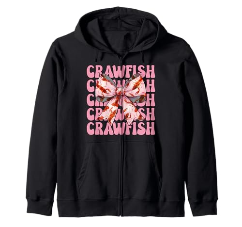 Crawfish Crayfish Girl Mom Kokettenschleife, rosa Kapuzenjacke von Womens Pink Coquette Bow Crawfish Crayfish Gifts