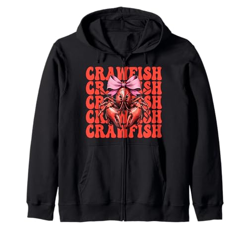 Crawfish Crayfish Girl Mom Kokettenschleife, rosa Kapuzenjacke von Womens Pink Coquette Bow Crawfish Crayfish Gifts