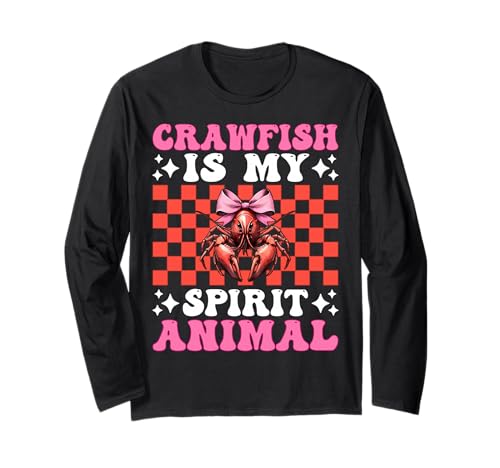 Crawfish is My Spirit Tierkrebse Mädchen Mama Kokette Schleife Langarmshirt von Womens Pink Coquette Bow Crawfish Crayfish Gifts