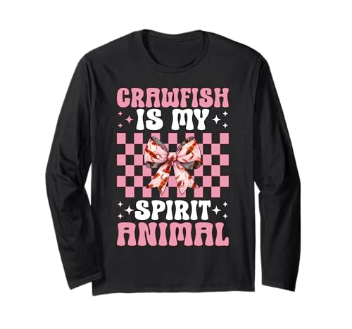 Crawfish is My Spirit Tierkrebse Mädchen Mama Kokette Schleife Langarmshirt von Womens Pink Coquette Bow Crawfish Crayfish Gifts