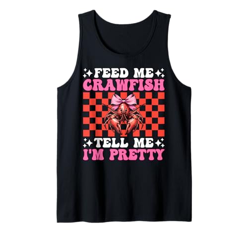 Füttere Mich Langusten Sag Mir, ich Bin Pretty Crayfish Girl Mama Tank Top von Womens Pink Coquette Bow Crawfish Crayfish Gifts