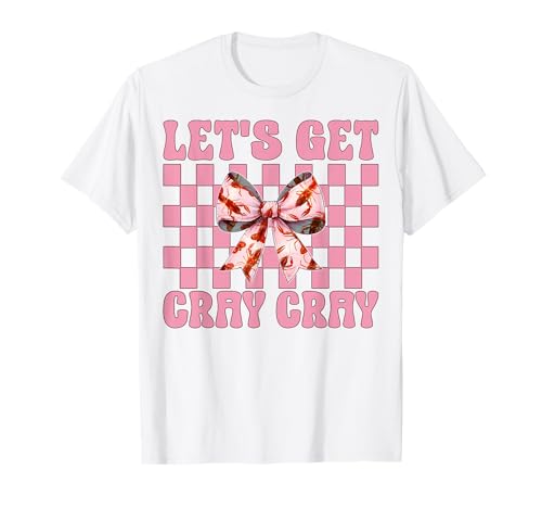 Holen wir Uns Cray Crayfish Crayfish Girl Mom Coquette Bow T-Shirt von Womens Pink Coquette Bow Crawfish Crayfish Gifts