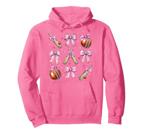 Cricketschläger Ball Mädchen Kokette Schleife Rosa Mama Pullover Hoodie von Womens Pink Coquette Bow Cricket Player Gifts