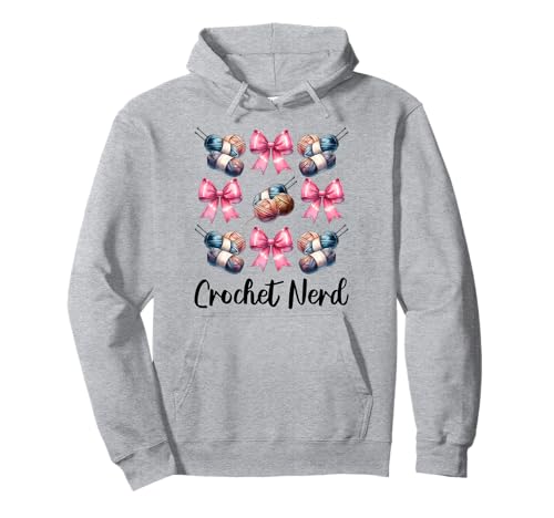 Crochet Nerd Häkeln Häkeln Strickgarn Mädchen Mama Pullover Hoodie von Womens Pink Coquette Bow Crocheting Crochet Gifts