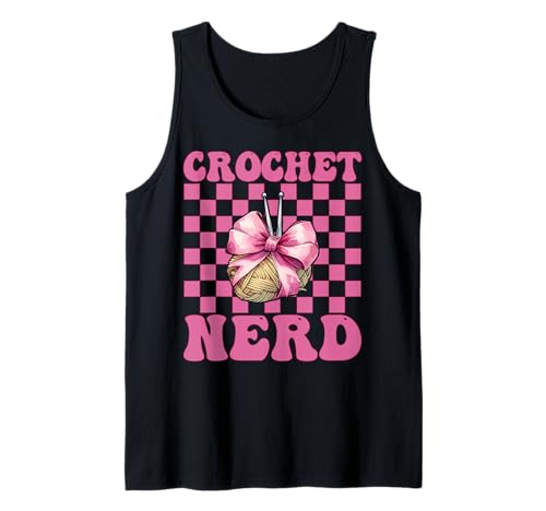 Crochet Nerd Häkeln Häkeln Strickgarn Mädchen Mama Tank Top von Womens Pink Coquette Bow Crocheting Crochet Gifts
