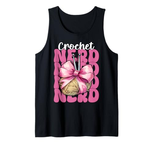 Crochet Nerd Häkeln Häkeln Strickgarn Mädchen Mama Tank Top von Womens Pink Coquette Bow Crocheting Crochet Gifts