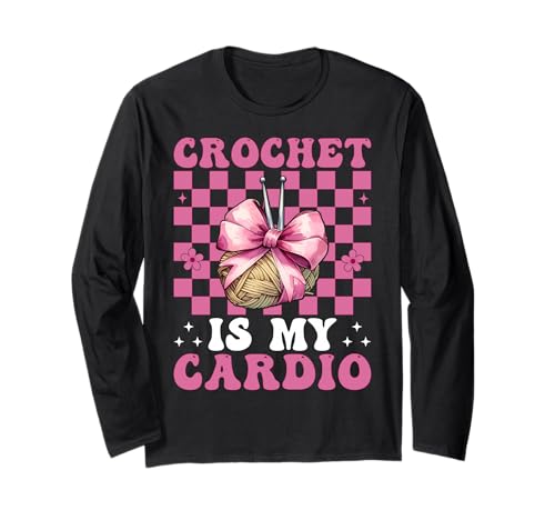 Crochet is My Cardio Häkelgarn für Mädchen Langarmshirt von Womens Pink Coquette Bow Crocheting Crochet Gifts