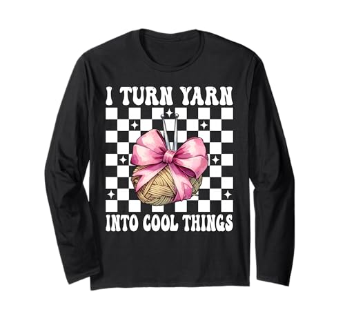 Ich Mache aus Wolle Coole Dinge Häkeln, Häkeln, Mädchen, Mama Langarmshirt von Womens Pink Coquette Bow Crocheting Crochet Gifts