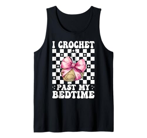 Ich häkele Schon vor dem Schlafengehen Häkeln Häkeln Stricken Mädchen Tank Top von Womens Pink Coquette Bow Crocheting Crochet Gifts