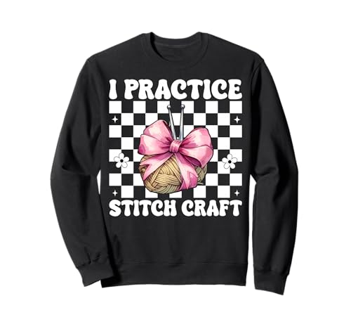 Ich übe Stitch Craft Häkeln Häkeln Stricken Mädchen Sweatshirt von Womens Pink Coquette Bow Crocheting Crochet Gifts