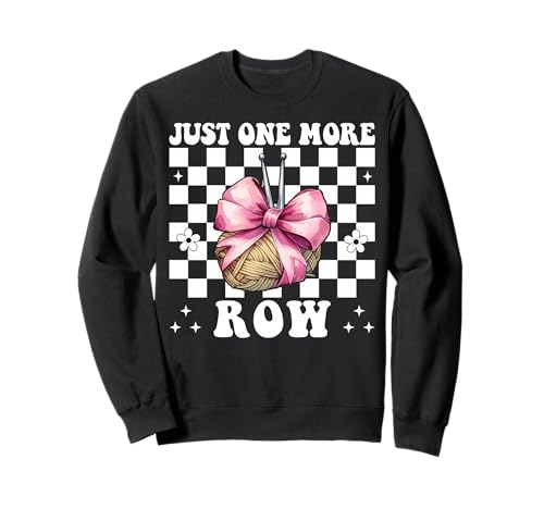 Just One More Row Häkelgarn für Mädchen Sweatshirt von Womens Pink Coquette Bow Crocheting Crochet Gifts