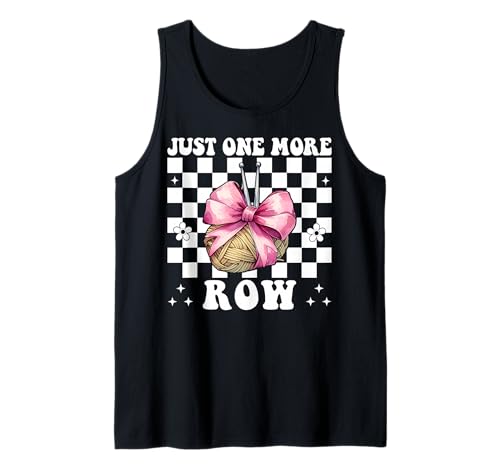 Just One More Row Häkelgarn für Mädchen Tank Top von Womens Pink Coquette Bow Crocheting Crochet Gifts