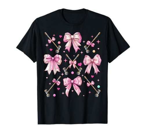 Krocketschlägel Ball Mädchen Kokette Schleife Rosa Mama T-Shirt Krocketschlägel Ball Mädchen Kokette Schleife Rosa Mama T-Shirt von Womens Pink Coquette Bow Croquet Player Gifts