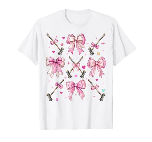 Krocketschlägel Ball Mädchen Kokette Schleife Rosa Mama T-Shirt Krocketschlägel Ball Mädchen Kokette Schleife Rosa Mama T-Shirt von Womens Pink Coquette Bow Croquet Player Gifts