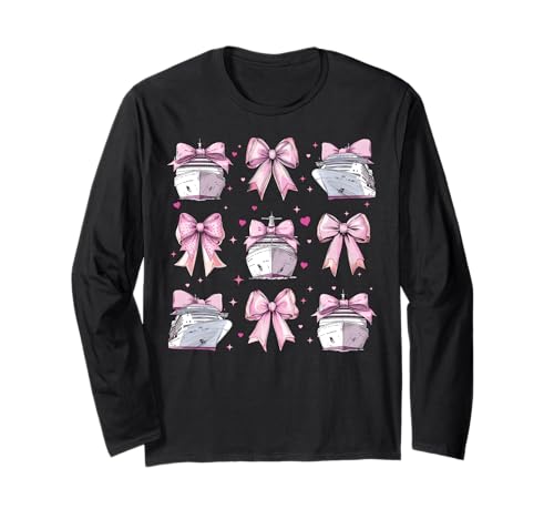 Kreuzfahrt, Urlaub, Mädchen, Coquette Bow, Mama, Mama Langarmshirt von Womens Pink Coquette Bow Cruising Cruise Gifts