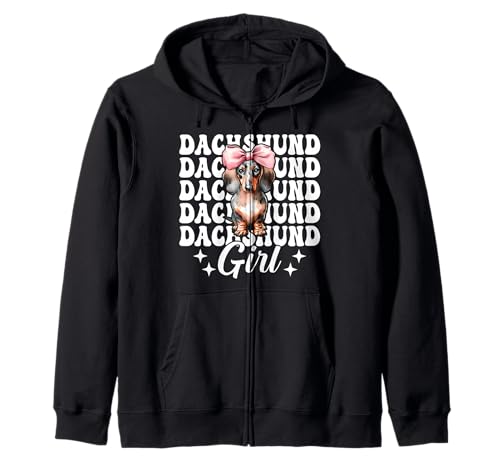 Dackel Girl Doxie Rosa Kokette Schleife Kapuzenjacke von Womens Pink Coquette Bow Dachshund Dog Gifts