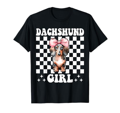 Dackel Girl Doxie Rosa Kokette Schleife T-Shirt von Womens Pink Coquette Bow Dachshund Dog Gifts