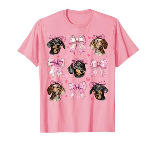 Dackel Hund Mama Mädchen Kokette Schleife Rosa T-Shirt Dackel Hund Mama Mädchen Kokette Schleife Rosa T-Shirt von Womens Pink Coquette Bow Dachshund Dog Gifts