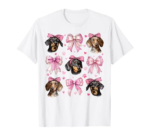 Dackel Hund Mama Mädchen Kokette Schleife Rosa T-Shirt Dackel Hund Mama Mädchen Kokette Schleife Rosa T-Shirt von Womens Pink Coquette Bow Dachshund Dog Gifts