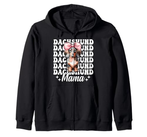 Dackel Mama Dackel Mama Doxie Muttertag Kokette Schleife Kapuzenjacke Dackel Mama Dackel Mama Doxie Muttertag Kokette Schleife Kapuzenjacke von Womens Pink Coquette Bow Dachshund Dog Gifts