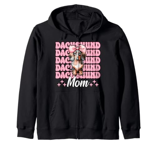 Dackel Mama Dackel Mama Doxie Muttertag Kokette Schleife Kapuzenjacke Dackel Mama Dackel Mama Doxie Muttertag Kokette Schleife Kapuzenjacke von Womens Pink Coquette Bow Dachshund Dog Gifts