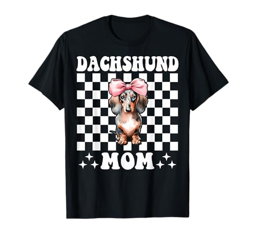 Dackel Mama Dackel Mama Doxie Muttertag Kokette Schleife T-Shirt Dackel Mama Dackel Mama Doxie Muttertag Kokette Schleife T-Shirt von Womens Pink Coquette Bow Dachshund Dog Gifts