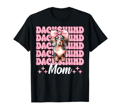 Dackel Mama Dackel Mama Doxie Muttertag Kokette Schleife T-Shirt Dackel Mama Dackel Mama Doxie Muttertag Kokette Schleife T-Shirt von Womens Pink Coquette Bow Dachshund Dog Gifts