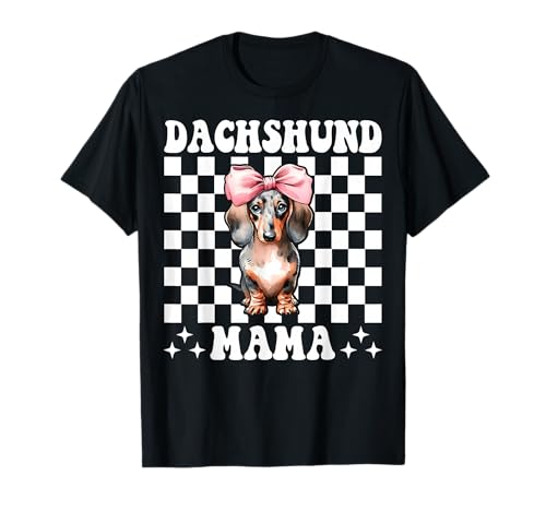 Dackel Mama Dackel Mama Doxie Muttertag Kokette Schleife T-Shirt Dackel Mama Dackel Mama Doxie Muttertag Kokette Schleife T-Shirt von Womens Pink Coquette Bow Dachshund Dog Gifts