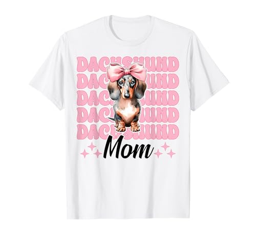 Dackel Mama Dackel Mama Doxie Muttertag Kokette Schleife T-Shirt Dackel Mama Dackel Mama Doxie Muttertag Kokette Schleife T-Shirt von Womens Pink Coquette Bow Dachshund Dog Gifts