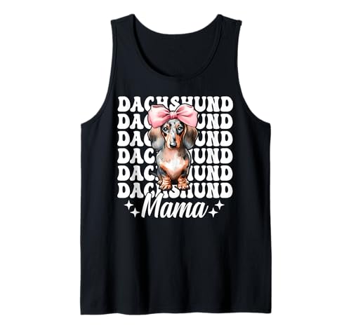 Dackel Mama Dackel Mama Doxie Muttertag Kokette Schleife Tank Top Dackel Mama Dackel Mama Doxie Muttertag Kokette Schleife Tank Top von Womens Pink Coquette Bow Dachshund Dog Gifts