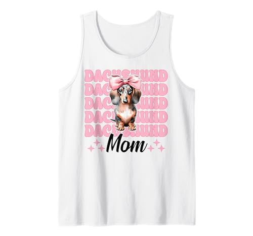 Dackel Mama Dackel Mama Doxie Muttertag Kokette Schleife Tank Top Dackel Mama Dackel Mama Doxie Muttertag Kokette Schleife Tank Top von Womens Pink Coquette Bow Dachshund Dog Gifts