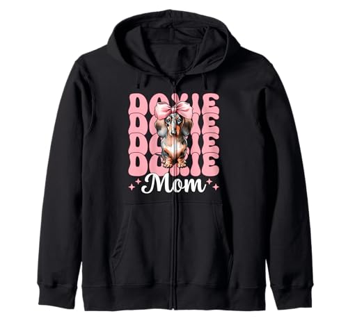 Doxie Mom Dackel Mama Hund Muttertag Kokette Schleife Kapuzenjacke Doxie Mom Dackel Mama Hund Muttertag Kokette Schleife Kapuzenjacke von Womens Pink Coquette Bow Dachshund Dog Gifts