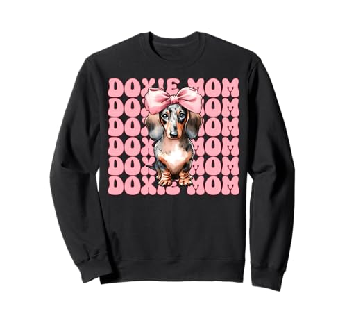 Doxie Mom Dackel Mama Hund Muttertag Kokette Schleife Sweatshirt von Womens Pink Coquette Bow Dachshund Dog Gifts