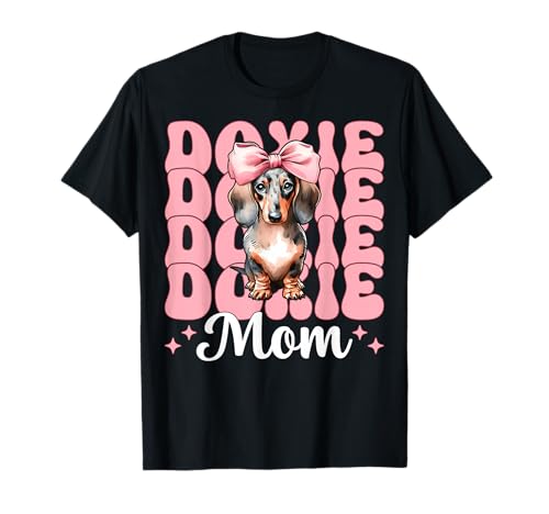 Doxie Mom Dackel Mama Hund Muttertag Kokette Schleife T-Shirt Doxie Mom Dackel Mama Hund Muttertag Kokette Schleife T-Shirt von Womens Pink Coquette Bow Dachshund Dog Gifts