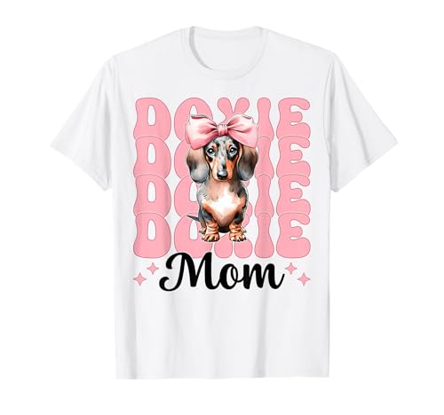 Doxie Mom Dackel Mama Hund Muttertag Kokette Schleife T-Shirt Doxie Mom Dackel Mama Hund Muttertag Kokette Schleife T-Shirt von Womens Pink Coquette Bow Dachshund Dog Gifts