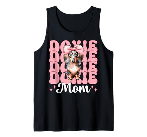 Doxie Mom Dackel Mama Hund Muttertag Kokette Schleife Tank Top Doxie Mom Dackel Mama Hund Muttertag Kokette Schleife Tank Top von Womens Pink Coquette Bow Dachshund Dog Gifts